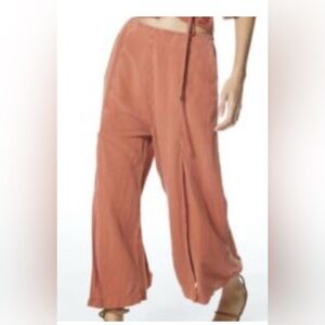 NWOT Young Fabulous & Broke Linen Split Wide Leg Cropped Pant Sz L